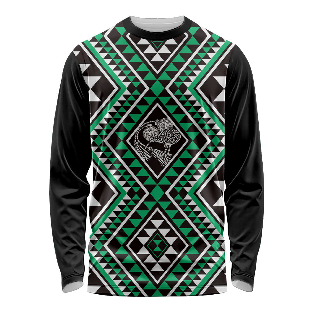 New Zealand Kakariki Taniko Motifs Long Sleeve Shirt Maori Poi Dance Costume Inspired