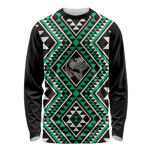New Zealand Kakariki Taniko Motifs Long Sleeve Shirt Maori Poi Dance Costume Inspired