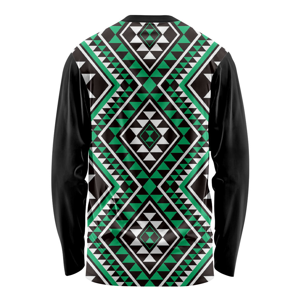 New Zealand Kakariki Taniko Motifs Long Sleeve Shirt Maori Poi Dance Costume Inspired