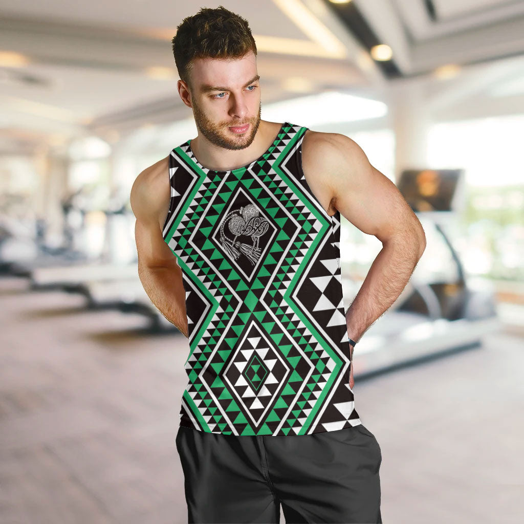 New Zealand Kakariki Taniko Motifs Men Tank Top Maori Poi Dance Costume Inspired