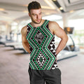 New Zealand Kakariki Taniko Motifs Men Tank Top Maori Poi Dance Costume Inspired