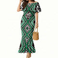 New Zealand Kakariki Taniko Motifs Mermaid Dress Maori Poi Dance Costume Inspired