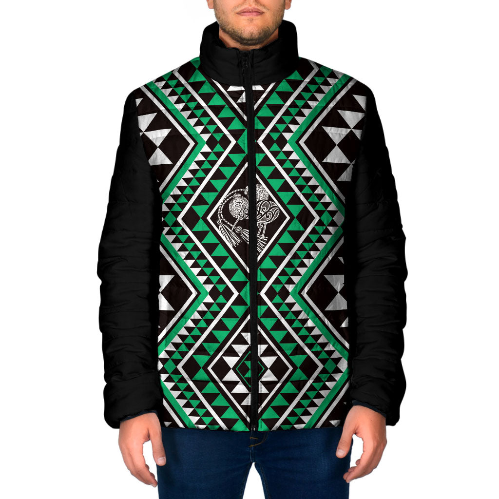 New Zealand Kakariki Taniko Motifs Padded Jacket Maori Poi Dance Costume Inspired