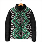 New Zealand Kakariki Taniko Motifs Padded Jacket Maori Poi Dance Costume Inspired