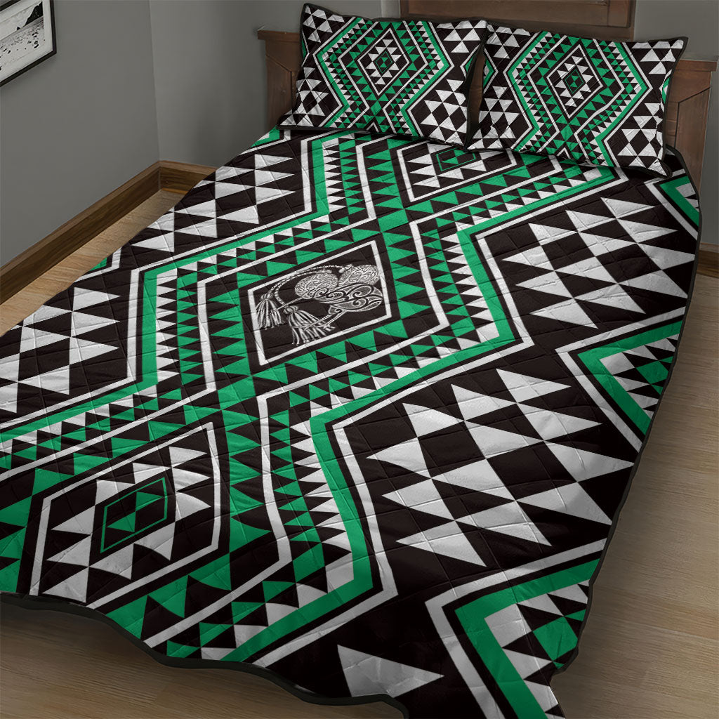 New Zealand Kakariki Taniko Motifs Quilt Bed Set Maori Poi Dance Costume Inspired