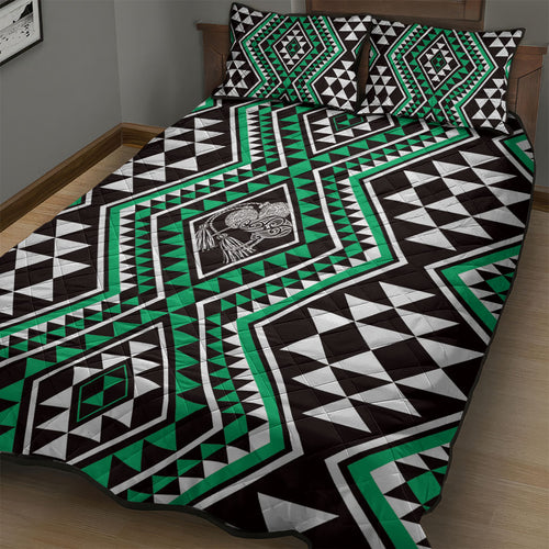 New Zealand Kakariki Taniko Motifs Quilt Bed Set Maori Poi Dance Costume Inspired