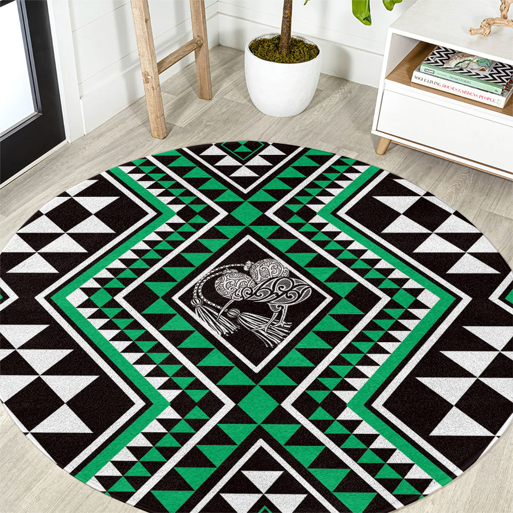 New Zealand Kakariki Taniko Motifs Round Carpet Maori Poi Dance Costume Inspired