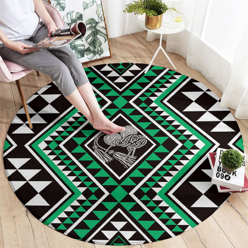 New Zealand Kakariki Taniko Motifs Round Carpet Maori Poi Dance Costume Inspired
