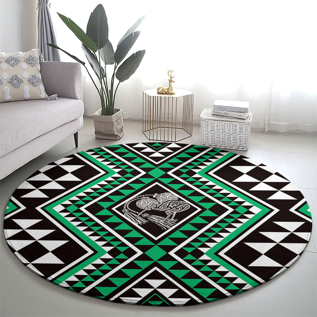 New Zealand Kakariki Taniko Motifs Round Carpet Maori Poi Dance Costume Inspired