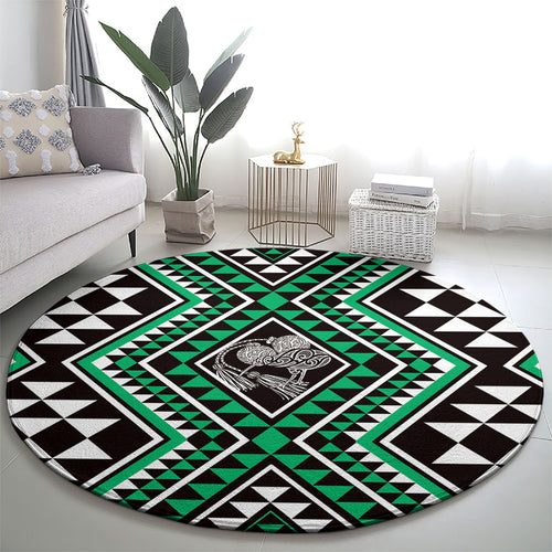 New Zealand Kakariki Taniko Motifs Round Carpet Maori Poi Dance Costume Inspired