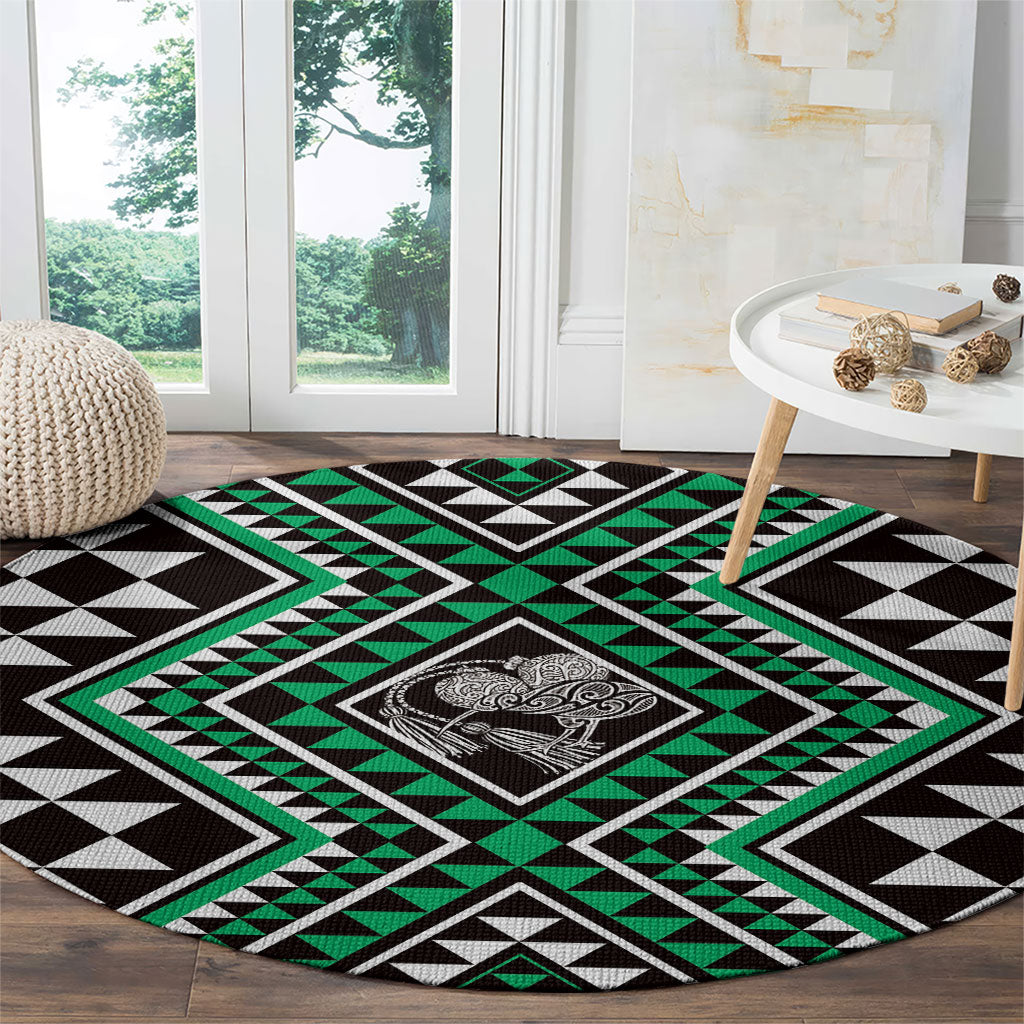 New Zealand Kakariki Taniko Motifs Round Carpet Maori Poi Dance Costume Inspired