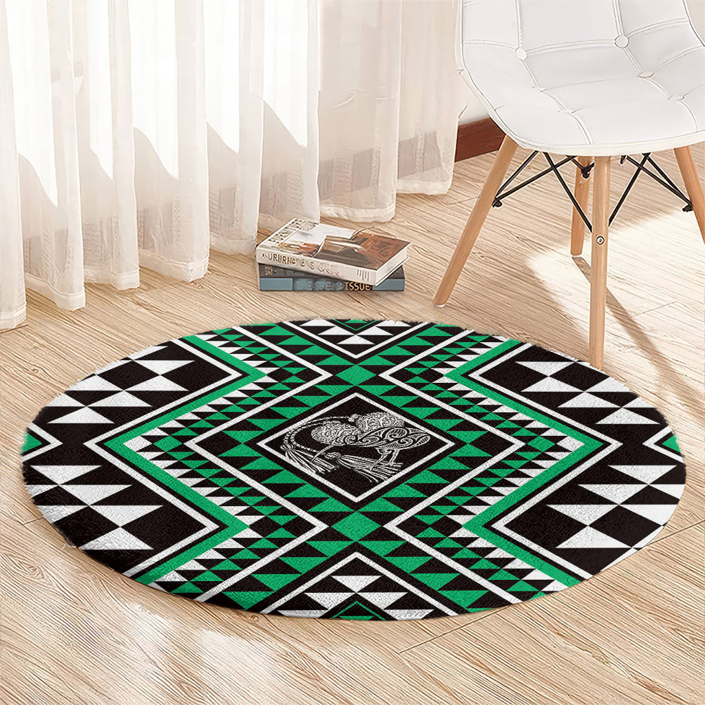 New Zealand Kakariki Taniko Motifs Round Carpet Maori Poi Dance Costume Inspired