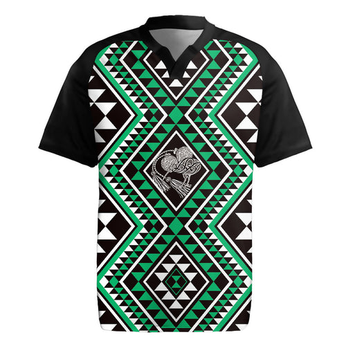 New Zealand Kakariki Taniko Motifs Rugby Jersey Maori Poi Dance Costume Inspired