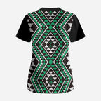 New Zealand Kakariki Taniko Motifs Scrub Top Maori Poi Dance Costume Inspired