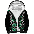 New Zealand Kakariki Taniko Motifs Sherpa Hoodie Maori Poi Dance Costume Inspired