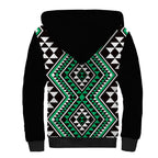 New Zealand Kakariki Taniko Motifs Sherpa Hoodie Maori Poi Dance Costume Inspired