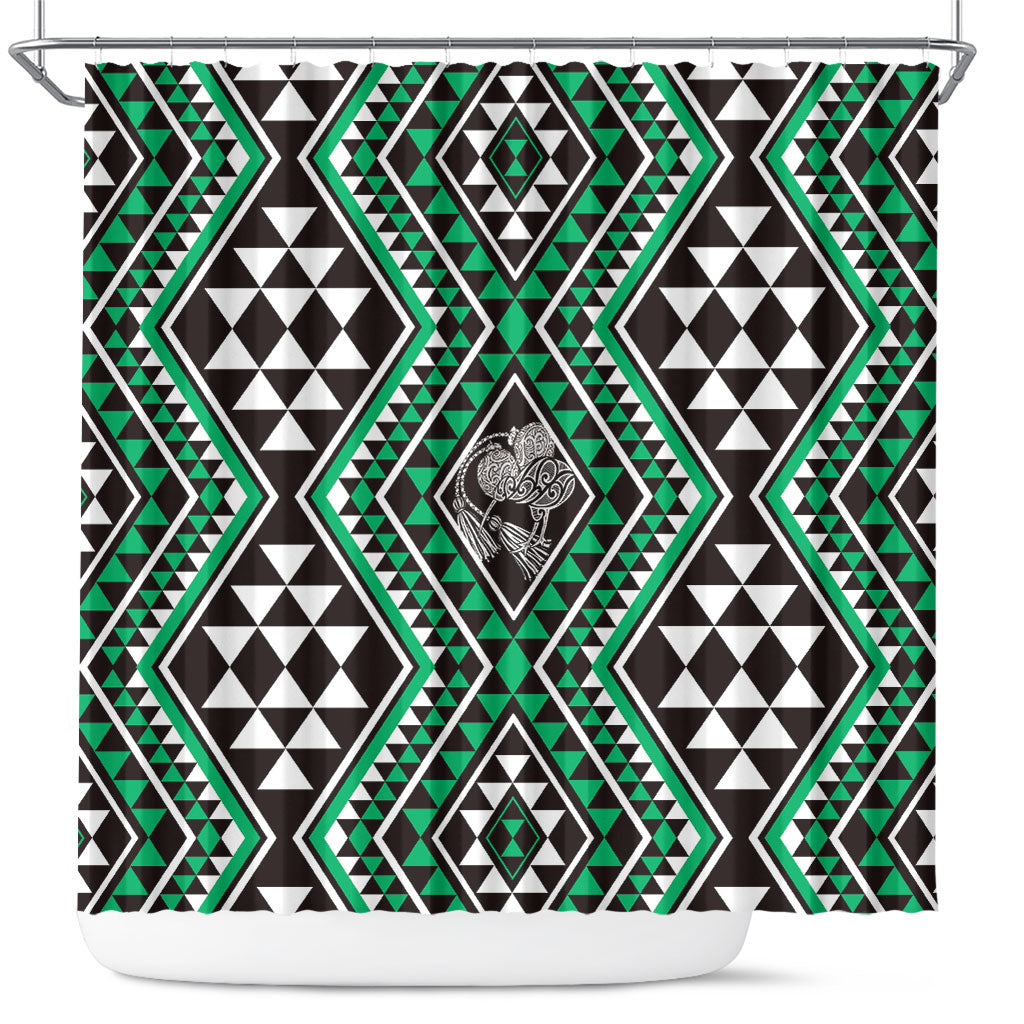 New Zealand Kakariki Taniko Motifs Shower Curtain Maori Poi Dance Costume Inspired