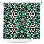 New Zealand Kakariki Taniko Motifs Shower Curtain Maori Poi Dance Costume Inspired