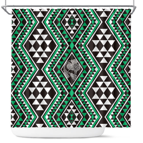 New Zealand Kakariki Taniko Motifs Shower Curtain Maori Poi Dance Costume Inspired