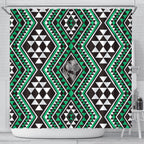 New Zealand Kakariki Taniko Motifs Shower Curtain Maori Poi Dance Costume Inspired