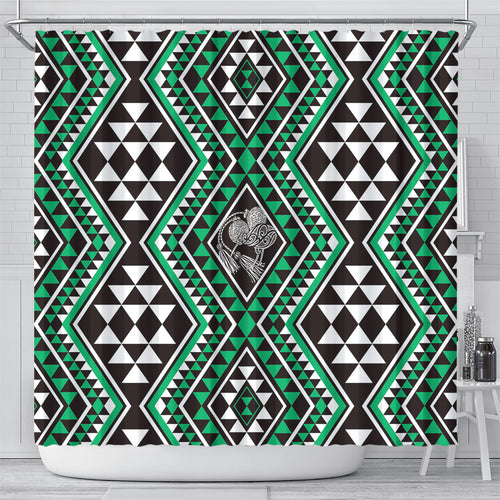 New Zealand Kakariki Taniko Motifs Shower Curtain Maori Poi Dance Costume Inspired