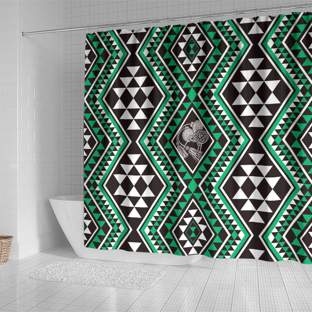 New Zealand Kakariki Taniko Motifs Shower Curtain Maori Poi Dance Costume Inspired