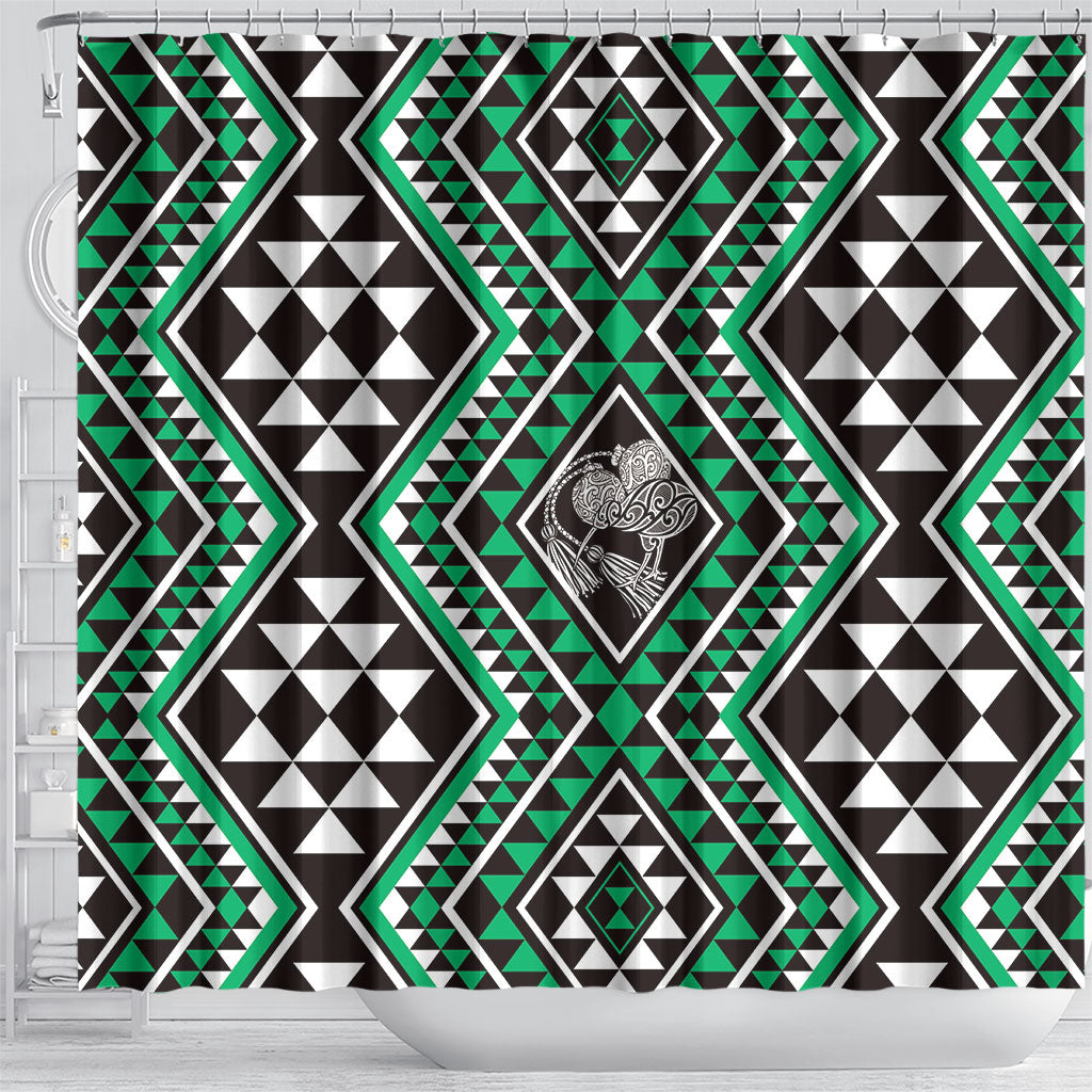 New Zealand Kakariki Taniko Motifs Shower Curtain Maori Poi Dance Costume Inspired