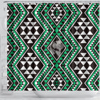 New Zealand Kakariki Taniko Motifs Shower Curtain Maori Poi Dance Costume Inspired