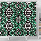 New Zealand Kakariki Taniko Motifs Shower Curtain Maori Poi Dance Costume Inspired