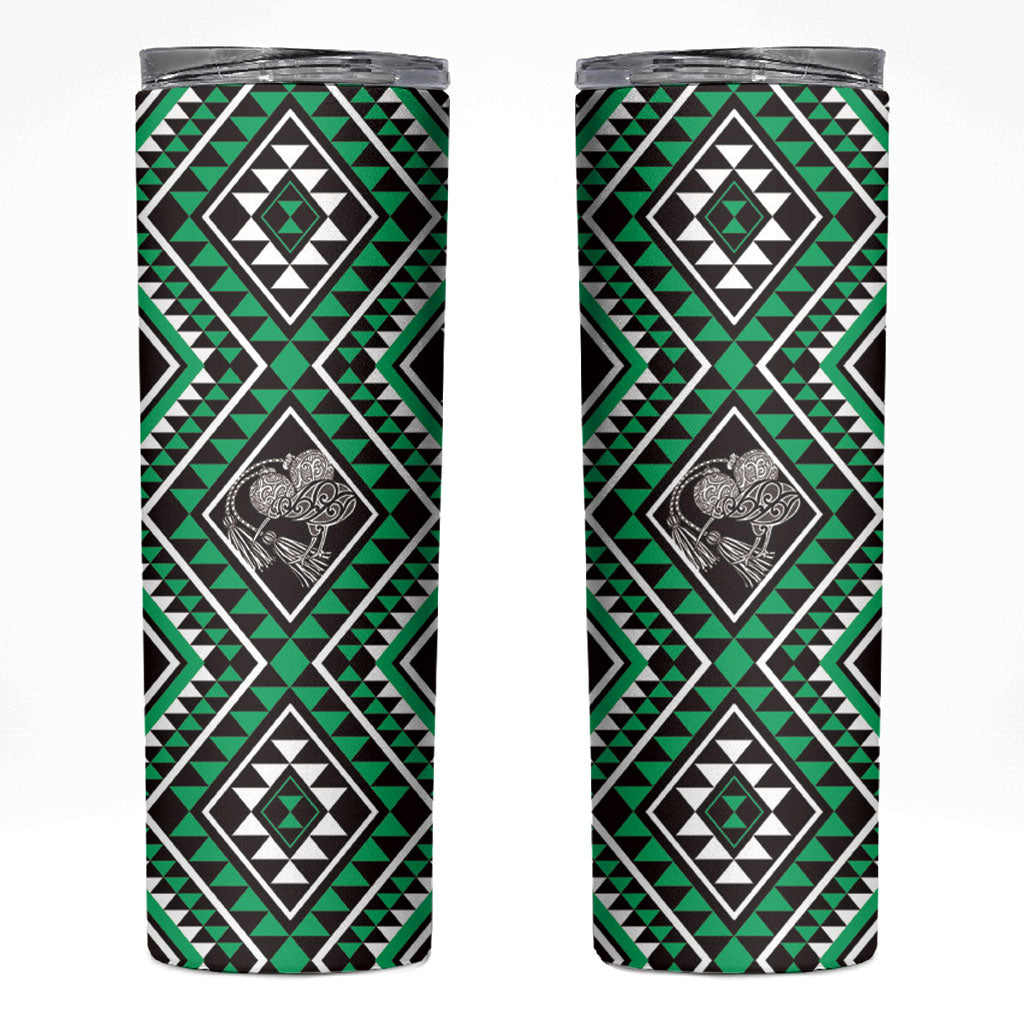 New Zealand Kakariki Taniko Motifs Skinny Tumbler Maori Poi Dance Costume Inspired