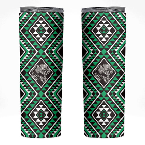 New Zealand Kakariki Taniko Motifs Skinny Tumbler Maori Poi Dance Costume Inspired