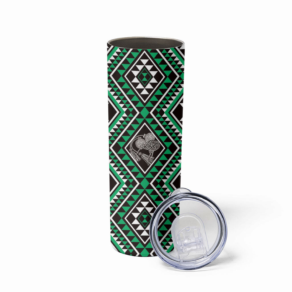 New Zealand Kakariki Taniko Motifs Skinny Tumbler Maori Poi Dance Costume Inspired