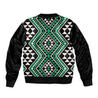 New Zealand Kakariki Taniko Motifs Sleeve Zip Bomber Jacket Maori Poi Dance Costume Inspired