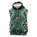 New Zealand Kakariki Taniko Motifs Sleeveless Hoodie Maori Poi Dance Costume Inspired