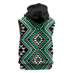 New Zealand Kakariki Taniko Motifs Sleeveless Hoodie Maori Poi Dance Costume Inspired