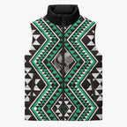 New Zealand Kakariki Taniko Motifs Sleeveless Puffer Jacket Maori Poi Dance Costume Inspired