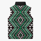 New Zealand Kakariki Taniko Motifs Sleeveless Puffer Jacket Maori Poi Dance Costume Inspired