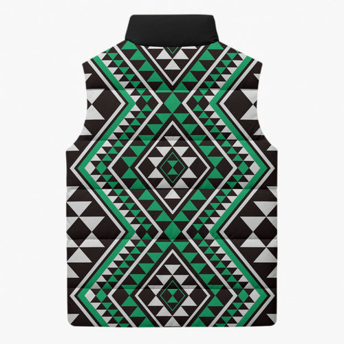 New Zealand Kakariki Taniko Motifs Sleeveless Puffer Jacket Maori Poi Dance Costume Inspired