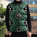 New Zealand Kakariki Taniko Motifs Sleeveless Puffer Jacket Maori Poi Dance Costume Inspired