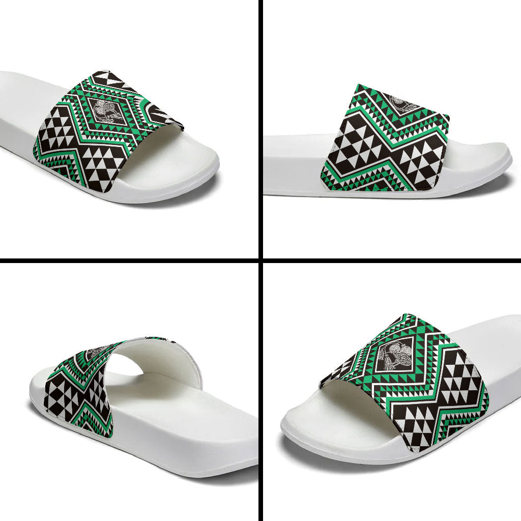 New Zealand Kakariki Taniko Motifs Slide Sandals Maori Poi Dance Costume Inspired