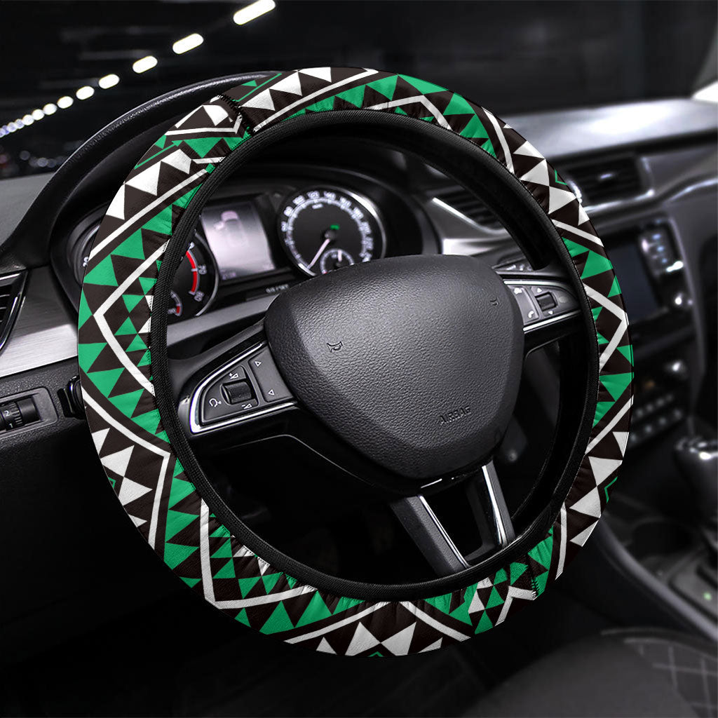 New Zealand Kakariki Taniko Motifs Steering Wheel Cover Maori Poi Dance Costume Inspired