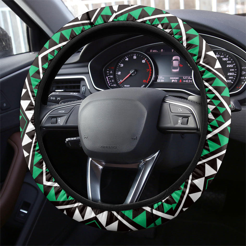 New Zealand Kakariki Taniko Motifs Steering Wheel Cover Maori Poi Dance Costume Inspired