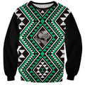 New Zealand Kakariki Taniko Motifs Sweatshirt Maori Poi Dance Costume Inspired