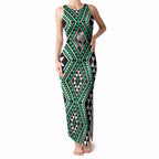 New Zealand Kakariki Taniko Motifs Tank Maxi Dress Maori Poi Dance Costume Inspired