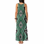 New Zealand Kakariki Taniko Motifs Tank Maxi Dress Maori Poi Dance Costume Inspired