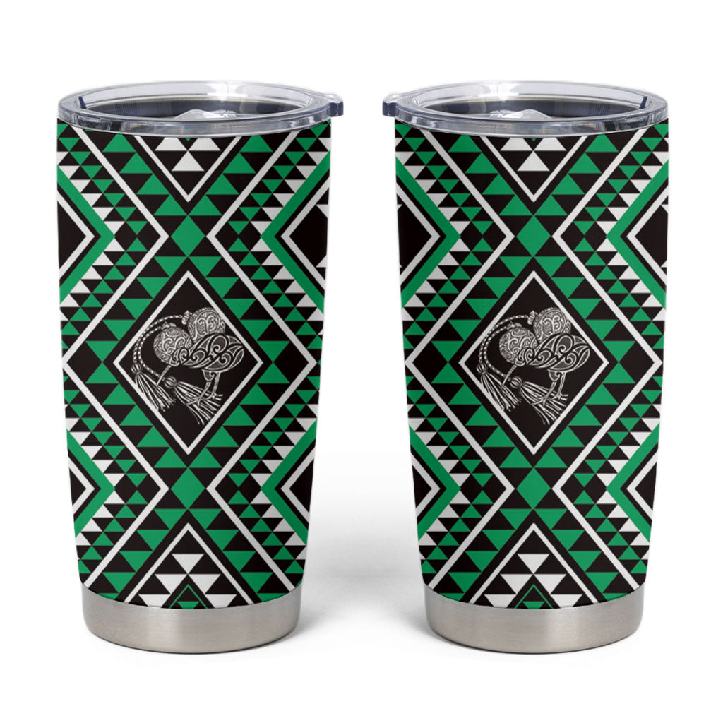 New Zealand Kakariki Taniko Motifs Tumbler Cup Maori Poi Dance Costume Inspired