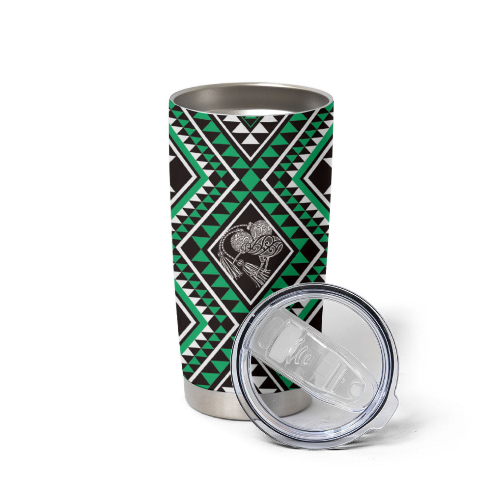 New Zealand Kakariki Taniko Motifs Tumbler Cup Maori Poi Dance Costume Inspired