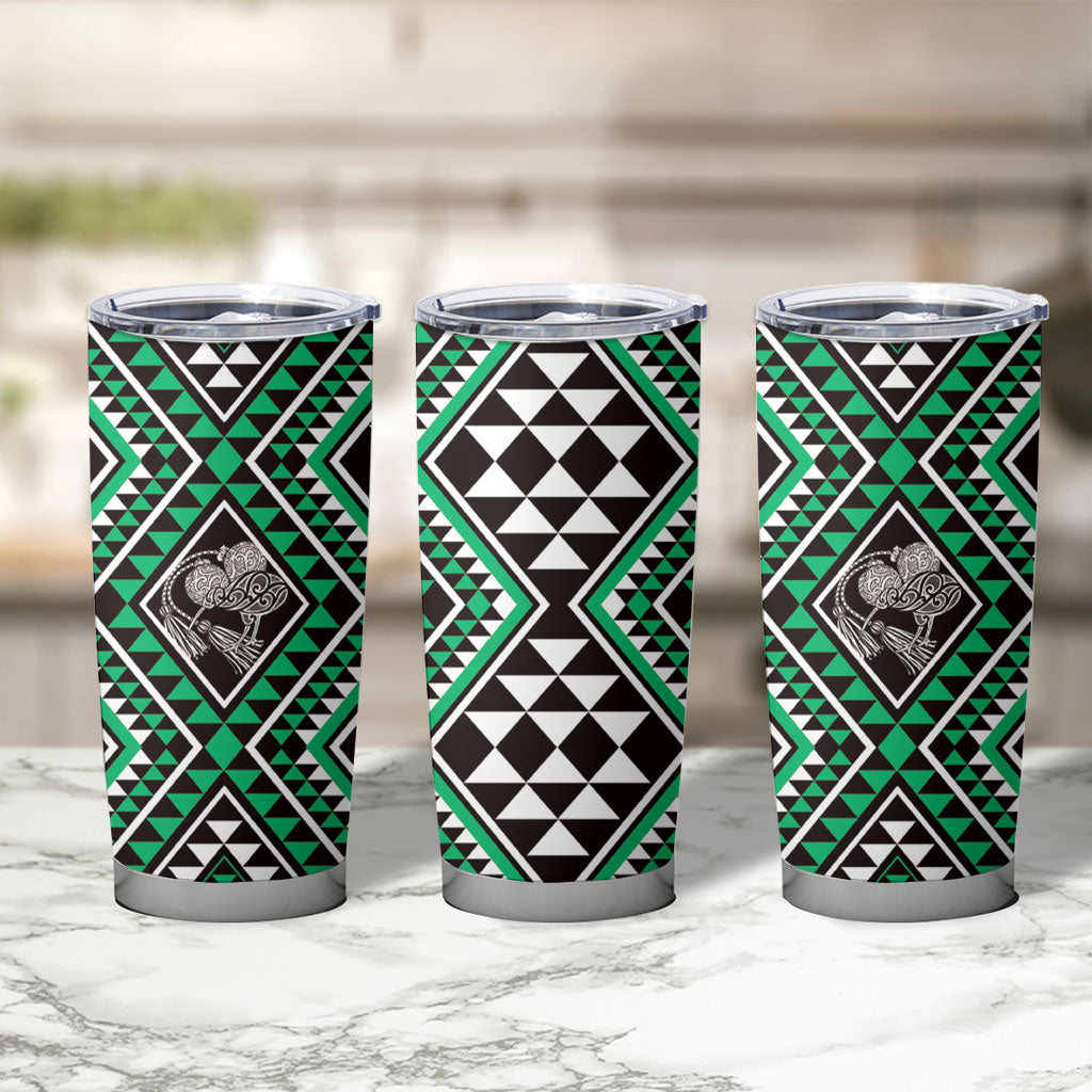 New Zealand Kakariki Taniko Motifs Tumbler Cup Maori Poi Dance Costume Inspired