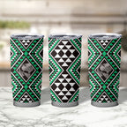New Zealand Kakariki Taniko Motifs Tumbler Cup Maori Poi Dance Costume Inspired