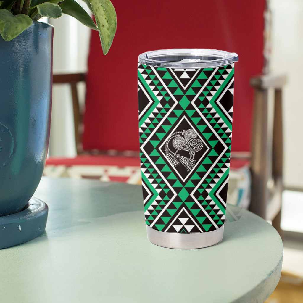 New Zealand Kakariki Taniko Motifs Tumbler Cup Maori Poi Dance Costume Inspired